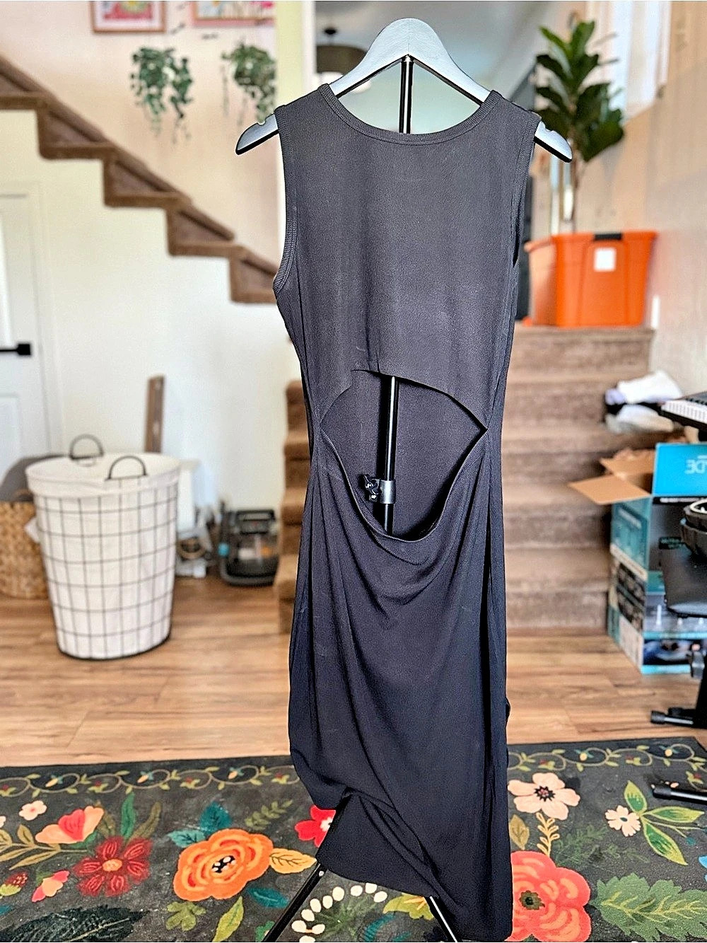 Women's Gray Draped Maxi Dress